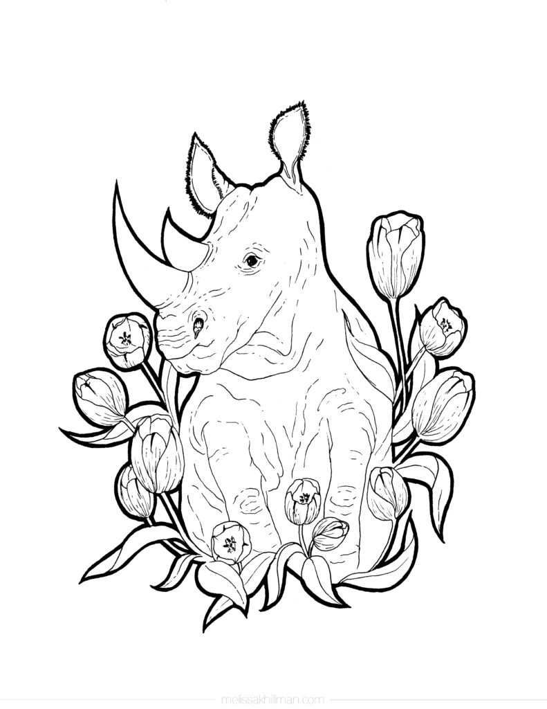 “Rhinoceros” Coloring Page