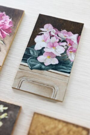 Pink African Violets Mini Original Painting