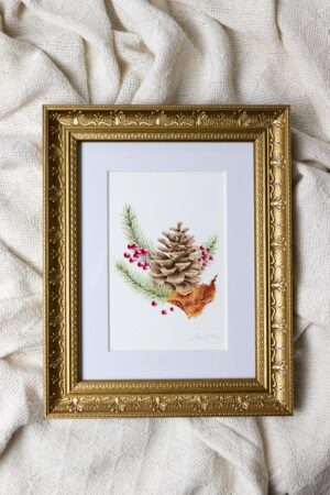 Festive Pinecone Framed Fine Art Print