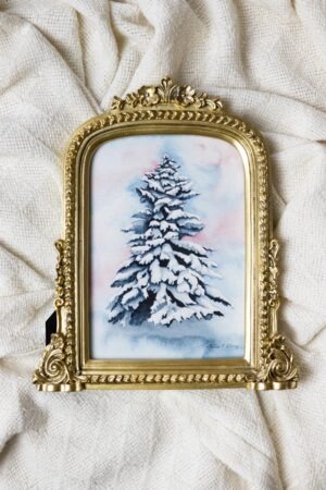 Blue & Pink Winter Tree Framed Fine Art Print