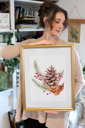 Festive Pinecone Framed Fine Art Print