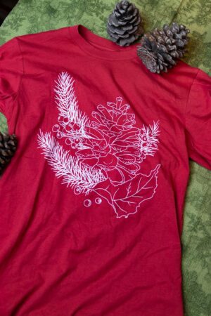 Red Festive Pinecone T-Shirt